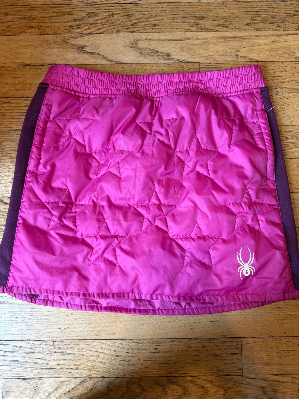 Spyder Girl’s Hot Pink Quilted Mini Ski Skirt with Plum Side Panels L (12-14)